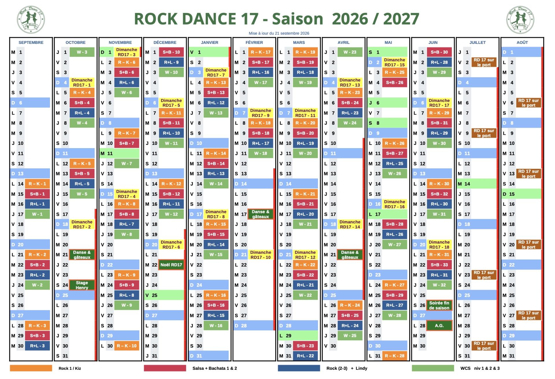 Calendrier 2026 2027