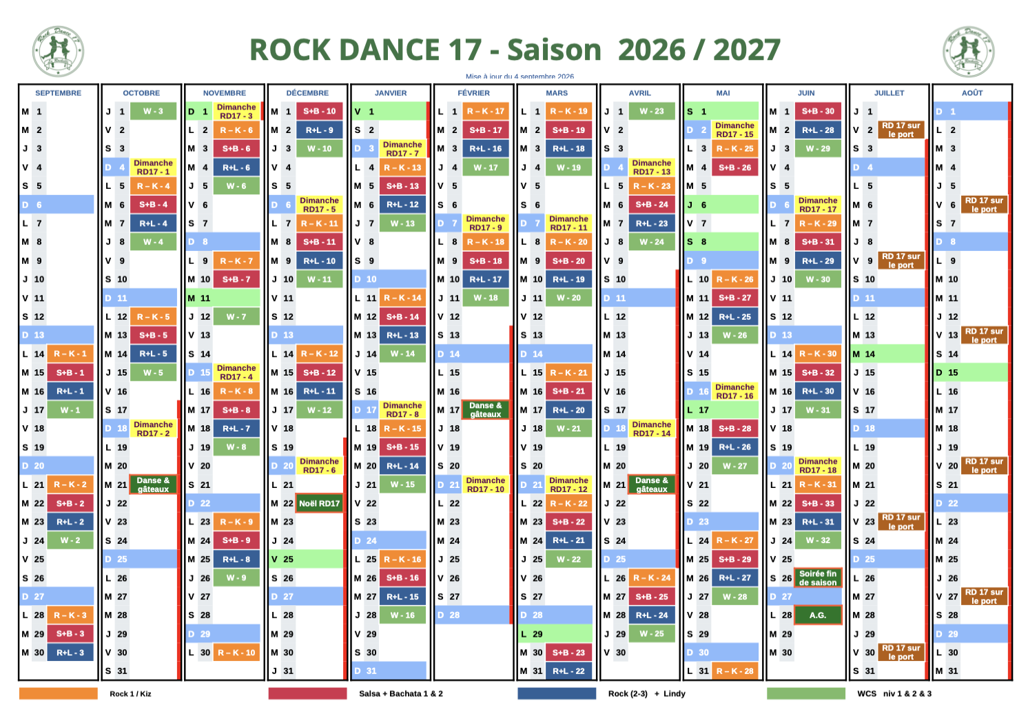 Calendrier 2025 - 2026