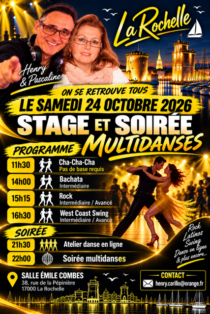 Stage et soirée la rochelle 24 10 2026